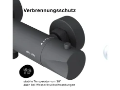 Sale AM.PM Thermostat Duscharmatur Hit Brausearmatur aus Messing, Mischbatterie, Duschthermostat FTA40022 Schwarz