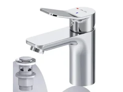 Hot AM.PM Waschtischarmatur EcoStart-Funktion mit Klick-Ablauf, Waschbecken Armatur, Mischbatterie FXA82800 X-Joy Chrom