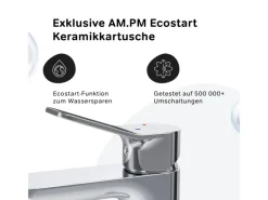 Hot AM.PM Waschtischarmatur EcoStart-Funktion mit Klick-Ablauf, Waschbecken Armatur, Mischbatterie FXA82800 X-Joy Chrom