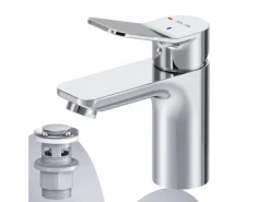 Hot AM.PM Waschtischarmatur EcoStart-Funktion mit Klick-Ablauf, Waschbecken Armatur, Mischbatterie FXA82800 X-Joy Chrom