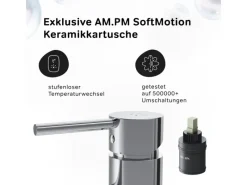 AM.PM Waschtischarmatur Hoch mit Klick-Ablaufgarnitur Spike Wasserhahn Bad, Mischbatterie FPA92200 Chrom< Einhebelmischer