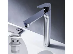 Outlet AM.PM Waschtischarmatur Hoch mit Klick-Ablaufgarnitur Hit Wasserhahn Bad, Mischbatterie FTA92200 Chrom