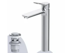 AM.PM Waschtischarmatur Hoch mit Klick-Ablaufgarnitur, Waschbecken Armatur, Mischbatterie FXA92200 X-Joy Chrom< Einhebelmischer