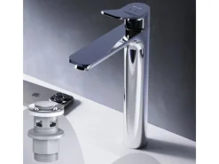 AM.PM Waschtischarmatur Hoch mit Klick-Ablaufgarnitur, Waschbecken Armatur, Mischbatterie FXA92200 X-Joy Chrom< Einhebelmischer