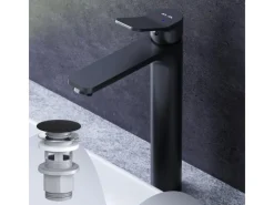 Sale AM.PM Waschtischarmatur Hoch mit Klick-Ablaufgarnitur, Waschbecken Armatur, Mischbatterie FXA92222 X-Joy Schwarz