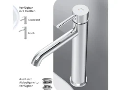 Outlet AM.PM Waschtischarmatur mit hohem Auslauf Spike Wasserhahn Bad aus Messing, Mischbatterie FPA92000 Chrom