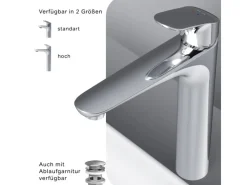 AM.PM Waschtischarmatur mit hohem Auslauf Like Wasserhahn Bad aus Messing, Mischbatterie FLA92000 Chrom< Einhebelmischer