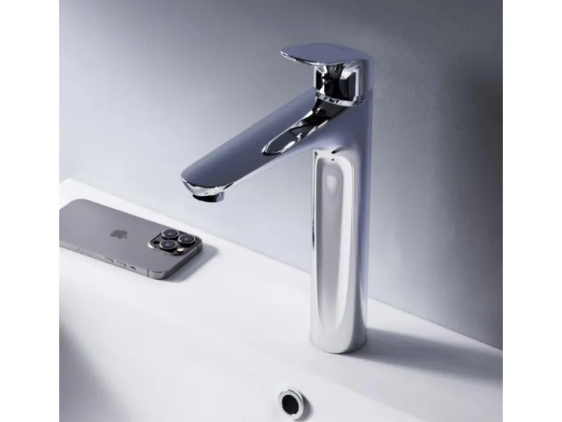 AM.PM Waschtischarmatur mit hohem Auslauf Like Wasserhahn Bad aus Messing, Mischbatterie FLA92000 Chrom< Einhebelmischer