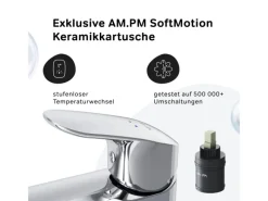 AM.PM Waschtischarmatur mit hohem Auslauf Like Wasserhahn Bad aus Messing, Mischbatterie FLA92000 Chrom< Einhebelmischer