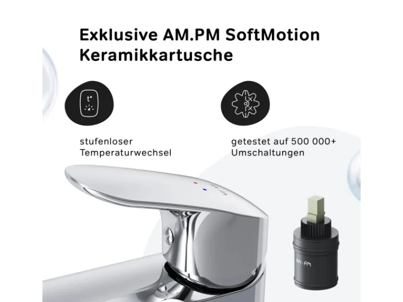 AM.PM Waschtischarmatur mit hohem Auslauf Like Wasserhahn Bad aus Messing, Mischbatterie FLA92000 Chrom< Einhebelmischer