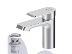 AM.PM Waschtischarmatur mit Klick-Ablaufgarnitur Flash Wasserhahn Bad, Waschbecken Armatur, Mischbatterie FNA82100 Chrom< Einhebelmischer