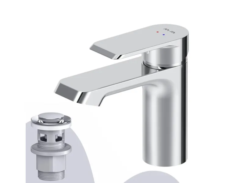 AM.PM Waschtischarmatur mit Klick-Ablaufgarnitur Flash Wasserhahn Bad, Waschbecken Armatur, Mischbatterie FNA82100 Chrom< Einhebelmischer