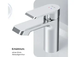 AM.PM Waschtischarmatur mit Klick-Ablaufgarnitur Flash Wasserhahn Bad, Waschbecken Armatur, Mischbatterie FNA82100 Chrom< Einhebelmischer