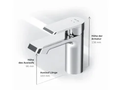 AM.PM Waschtischarmatur mit Klick-Ablaufgarnitur Flash Wasserhahn Bad, Waschbecken Armatur, Mischbatterie FNA82100 Chrom< Einhebelmischer
