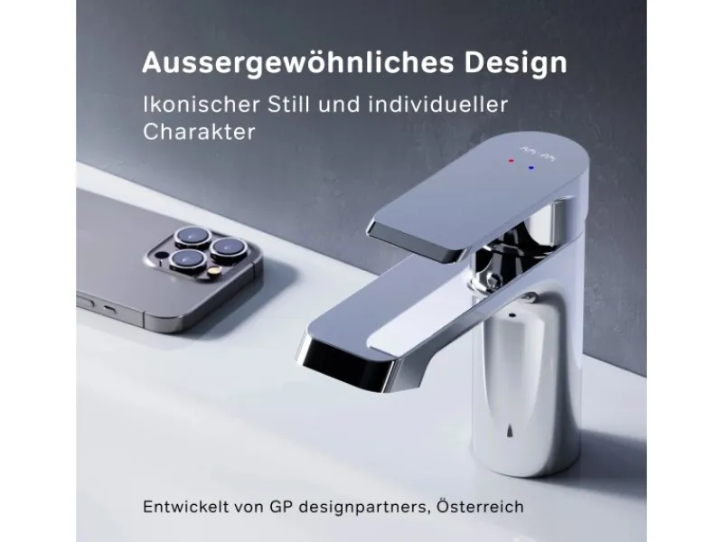 AM.PM Waschtischarmatur mit Klick-Ablaufgarnitur Flash Wasserhahn Bad, Waschbecken Armatur, Mischbatterie FNA82100 Chrom< Einhebelmischer