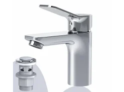 New AM.PM Waschtischarmatur mit Klick-Ablauf, Waschbecken Armatur, Mischbatterie FXA82100 X-Joy Wasserhahn Bad Chrom