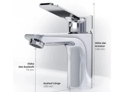 New AM.PM Waschtischarmatur mit Klick-Ablauf, Waschbecken Armatur, Mischbatterie FXA82100 X-Joy Wasserhahn Bad Chrom