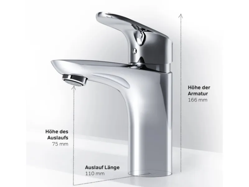 AM.PM Waschtischarmatur mit Klick-Ablaufgarnitur Like Wasserhahn Bad, Waschbecken Armatur, Mischbatterie FLA82100 Chrom< Einhebelmischer