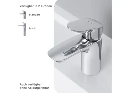 AM.PM Waschtischarmatur mit Klick-Ablaufgarnitur Like Wasserhahn Bad, Waschbecken Armatur, Mischbatterie FLA82100 Chrom< Einhebelmischer