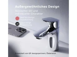 AM.PM Waschtischarmatur mit Klick-Ablaufgarnitur Like Wasserhahn Bad, Waschbecken Armatur, Mischbatterie FLA82100 Chrom< Einhebelmischer