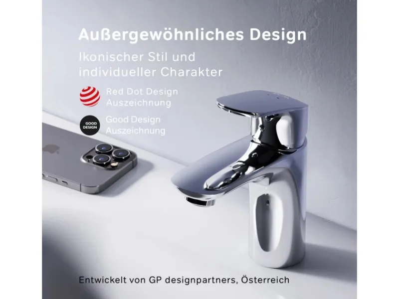AM.PM Waschtischarmatur mit Klick-Ablaufgarnitur Like Wasserhahn Bad, Waschbecken Armatur, Mischbatterie FLA82100 Chrom< Einhebelmischer