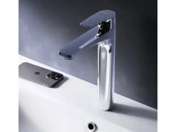 Einhebelmischer<AM.PM Waschtischarmatur mit hohem Auslauf Gem Wasserhahn Bad aus Messing, Mischbatterie FGA92000