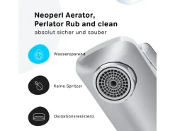 Einhebelmischer<AM.PM Waschtischarmatur mit Klick-Ablaufgarnitur Gem Wasserhahn Bad, Mischbatterie FGA82100 Chrom