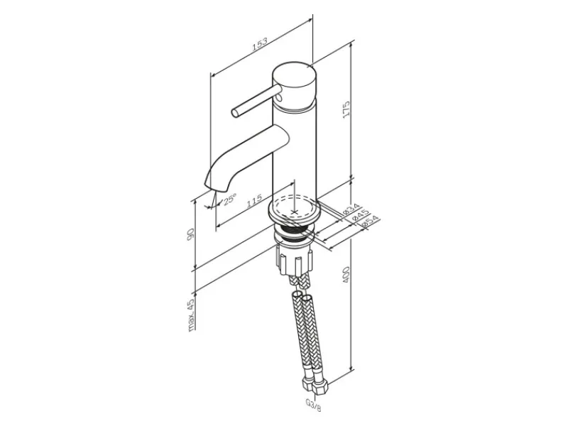 Einhebelmischer<AM.PM Waschtischarmatur mit Klick-Ablaufgarnitur Spike Wasserhahn Bad, Mischbatterie FPA82100 Chrom