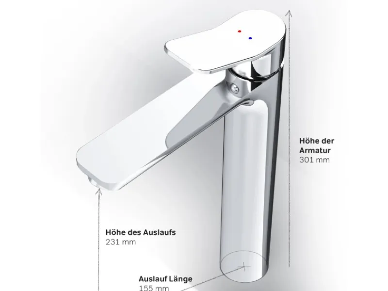 Best AM.PM Waschtischarmatur mit hohem Auslauf, Waschbecken Armatur, Mischbatterie FXA92000 X-Joy Wasserhahn Bad Chrom