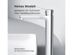 Best AM.PM Waschtischarmatur mit hohem Auslauf, Waschbecken Armatur, Mischbatterie FXA92000 X-Joy Wasserhahn Bad Chrom