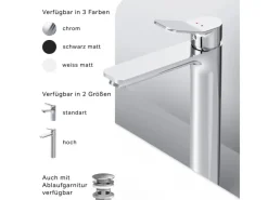 Best AM.PM Waschtischarmatur mit hohem Auslauf, Waschbecken Armatur, Mischbatterie FXA92000 X-Joy Wasserhahn Bad Chrom