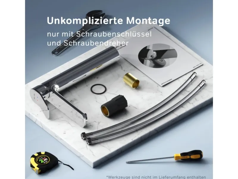 Best AM.PM Waschtischarmatur mit hohem Auslauf, Waschbecken Armatur, Mischbatterie FXA92000 X-Joy Wasserhahn Bad Chrom
