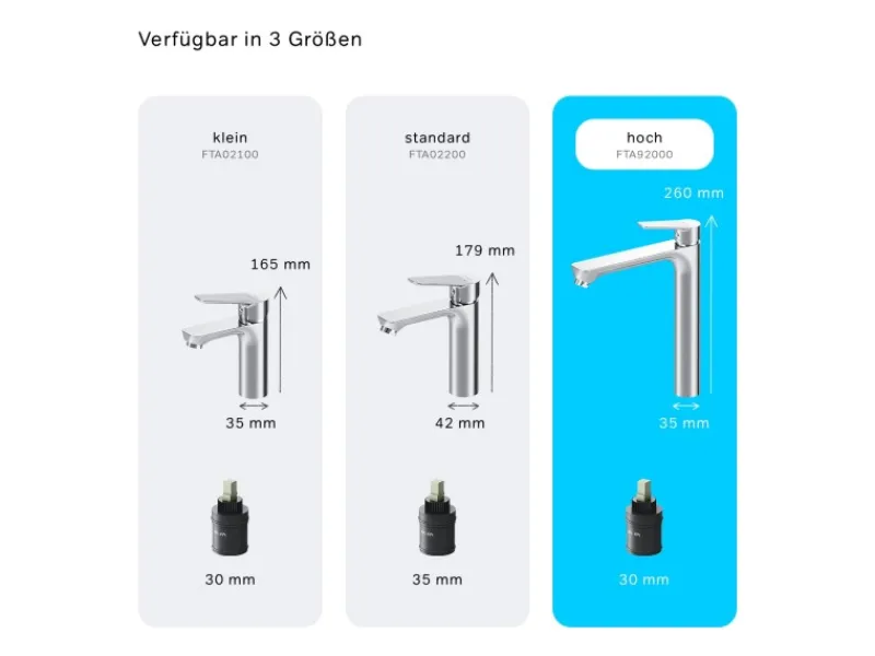AM.PM Waschtischarmatur mit hohem Auslauf Hit Wasserhahn Bad aus Messing, Mischbatterie FTA92000< Einhebelmischer