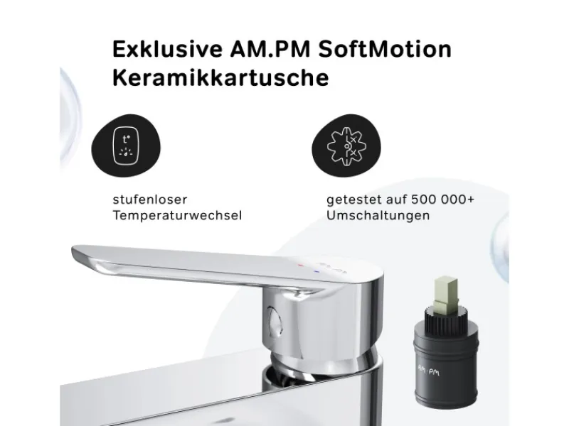 AM.PM Waschtischarmatur mit hohem Auslauf Hit Wasserhahn Bad aus Messing, Mischbatterie FTA92000< Einhebelmischer