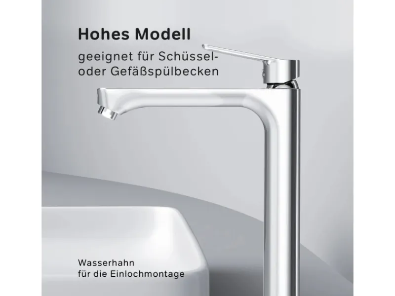AM.PM Waschtischarmatur mit hohem Auslauf Hit Wasserhahn Bad aus Messing, Mischbatterie FTA92000< Einhebelmischer
