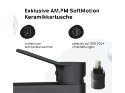 Outlet AM.PM Waschtischarmatur mit hohem Auslauf, Waschbecken Armatur, Mischbatterie FXA92022 X-Joy Wasserhahn Bad Schwarz