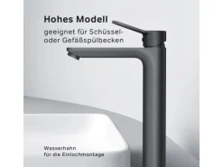 Outlet AM.PM Waschtischarmatur mit hohem Auslauf, Waschbecken Armatur, Mischbatterie FXA92022 X-Joy Wasserhahn Bad Schwarz