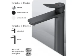 Outlet AM.PM Waschtischarmatur mit hohem Auslauf, Waschbecken Armatur, Mischbatterie FXA92022 X-Joy Wasserhahn Bad Schwarz