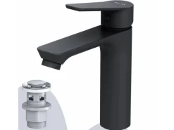 Einhebelmischer<AM.PM Waschtischarmatur mit Klick-Ablaufgarnitur, Waschbecken Armatur, Mischbatterie FTA82222 Hit M-Größe
