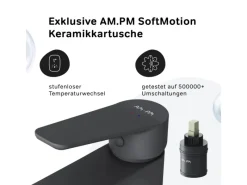 Einhebelmischer<AM.PM Waschtischarmatur mit Klick-Ablaufgarnitur, Waschbecken Armatur, Mischbatterie FTA82222 Hit M-Größe