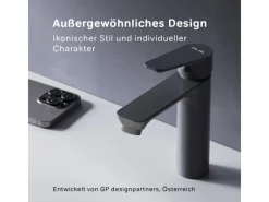 Einhebelmischer<AM.PM Waschtischarmatur mit Klick-Ablaufgarnitur, Waschbecken Armatur, Mischbatterie FTA82222 Hit M-Größe