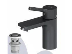 Clearance AM.PM Waschtischarmatur mit Klick-Ablauf, Wasserhahn, Waschbecken Armatur, Mischbatterie FXB82122 X-Joy S   Schwarz