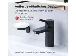 Clearance AM.PM Waschtischarmatur mit Klick-Ablauf, Wasserhahn, Waschbecken Armatur, Mischbatterie FXB82122 X-Joy S Schwarz
