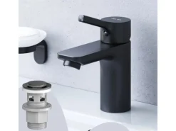 Clearance AM.PM Waschtischarmatur mit Klick-Ablauf, Wasserhahn, Waschbecken Armatur, Mischbatterie FXB82122 X-Joy S Schwarz