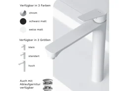 Discount AM.PM Waschtischarmatur mit hohem Auslauf Hit Wasserhahn Bad aus Messing, Mischbatterie FTA92033 Weiß