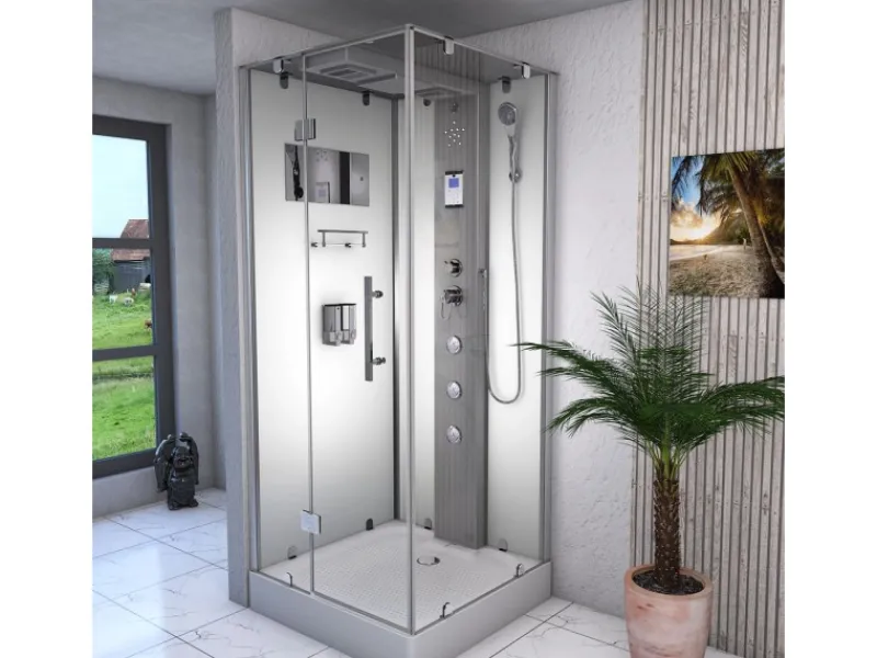 AcquaVapore Einhebelmischer<AquaVapore Dampfdusche Duschtempel Sauna Dusche Duschkabine D38-10L2-EC 90x90 cm
