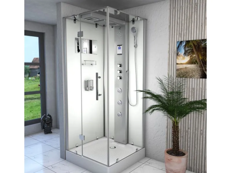 AcquaVapore Einhebelmischer<AquaVapore Dampfdusche Duschtempel Sauna Dusche Duschkabine D38-10L3-EC 90x90 cm