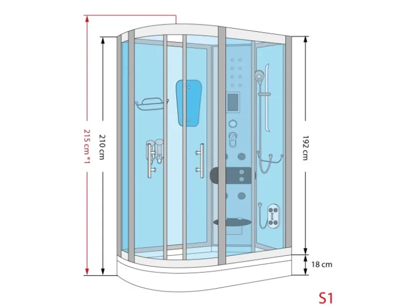 AcquaVapore AquaVapore Dusche Duschkabine D60-73T2L-EC Duschtempel Sauna 120x80 cm< Einhebelmischer