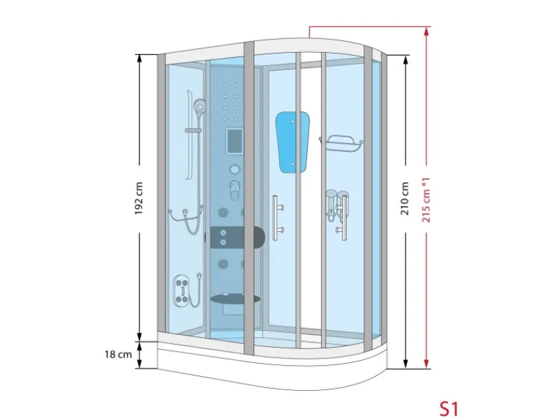 Clearance AcquaVapore AquaVapore Dusche Duschkabine D60-73T2R-EC Duschtempel Sauna 80x120 cm