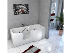 AcquaVapore AquaVapore Seniorenwanne mit Tür Whirlpool S12-EH-WP-L Badewanne 170x85cm< Einhebelmischer